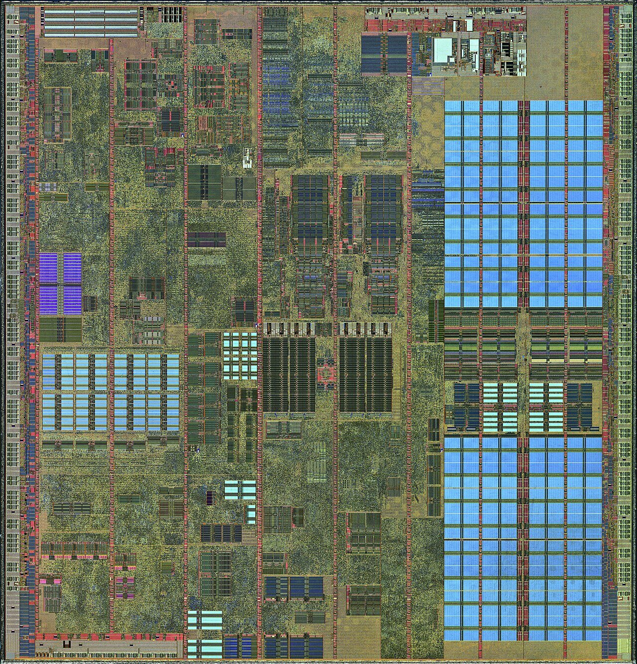 High-resolution die shot of an Intel Pentium 4 Prescott processor